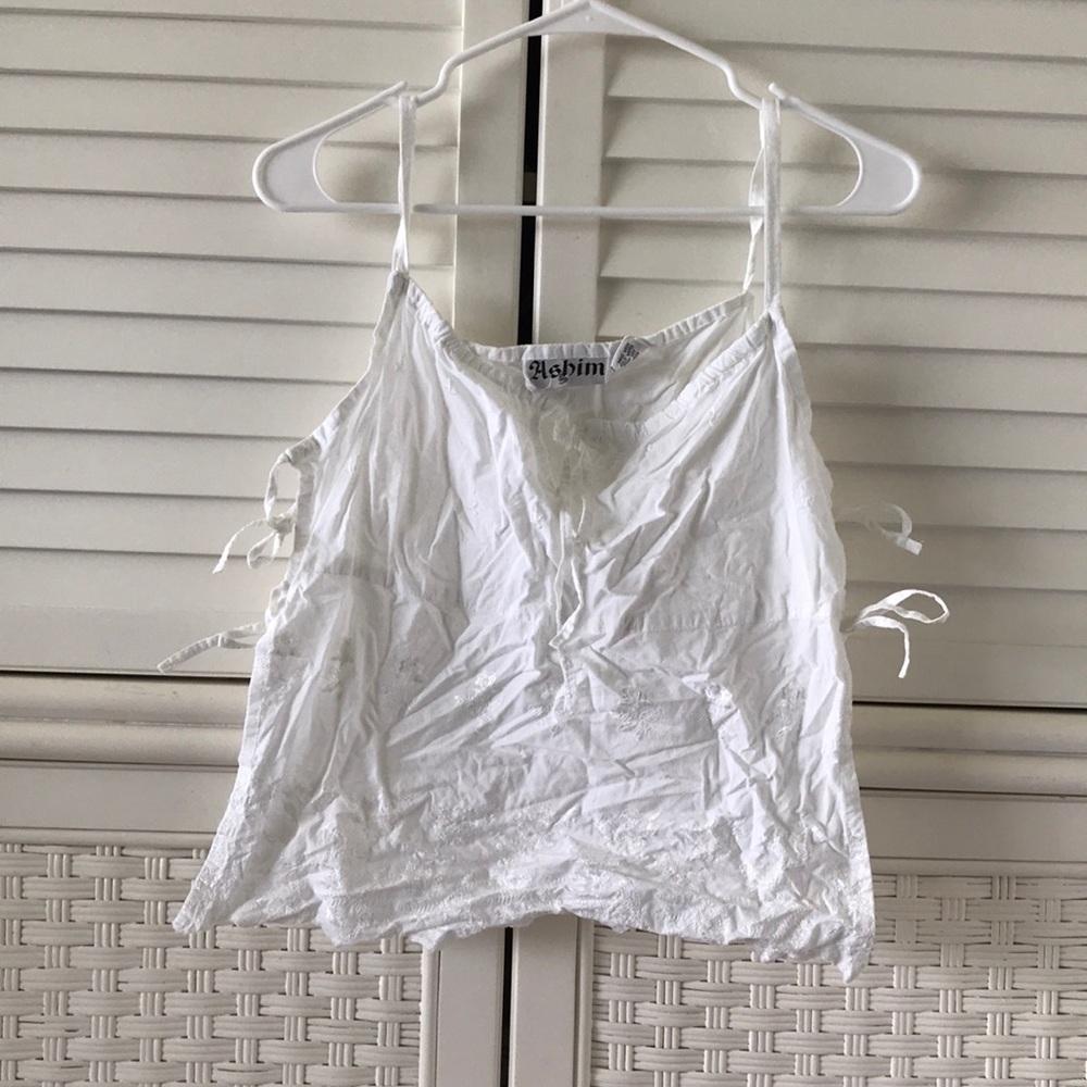 Ashim Small white hippy boho crop top open sides